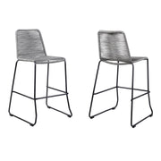 Shasta 30" Outdoor Metal and Gray Rope Stackable Barstool - Set of 2 - Furniture City (CA)l