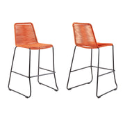 Shasta 26" Outdoor Metal and Tangerine Rope Stackable Counter Stool - Set of 2 - Furniture City (CA)l