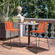 Shasta 26" Outdoor Metal and Tangerine Rope Stackable Counter Stool - Set of 2 - Furniture City (CA)l