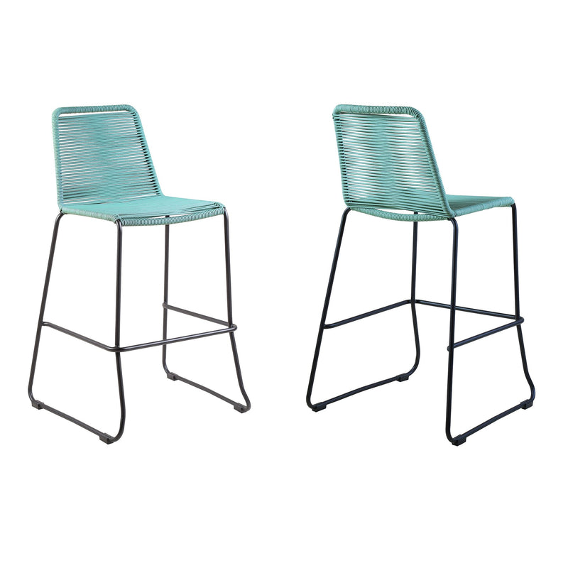 Shasta 30" Outdoor Metal and Wasabi Rope Stackable Barstool - Set of 2 - Furniture City (CA)l