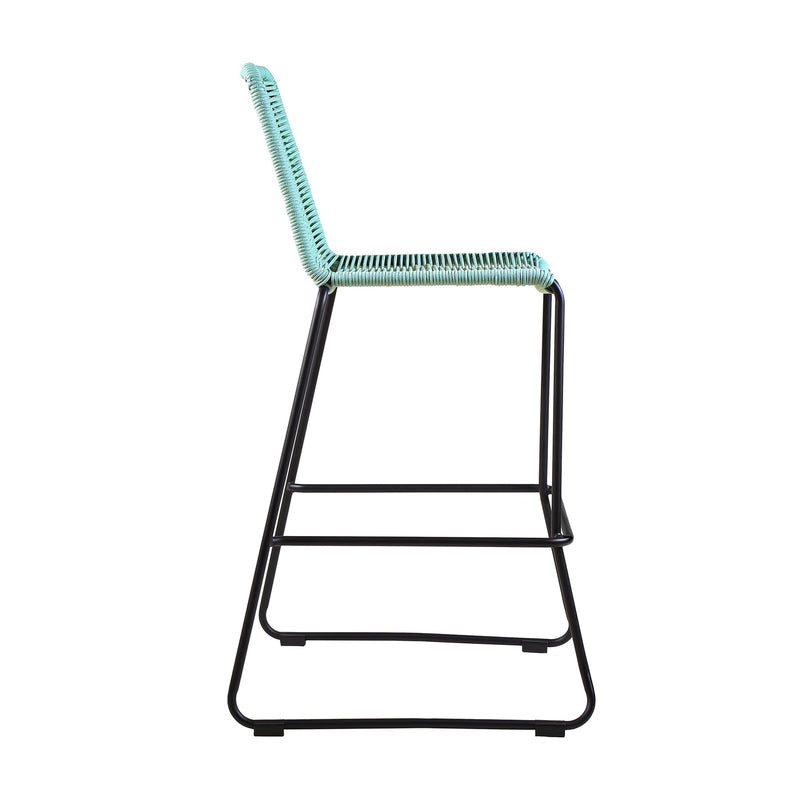 Shasta 30" Outdoor Metal and Wasabi Rope Stackable Barstool - Set of 2 - Furniture City (CA)l