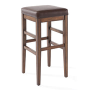 Sonata 26" Counter Height Wood Backless Barstool in Chestnut Finish and Kahlua Faux Leather - Furniture City (CA)l