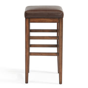 Sonata 26" Counter Height Wood Backless Barstool in Chestnut Finish and Kahlua Faux Leather - Furniture City (CA)l