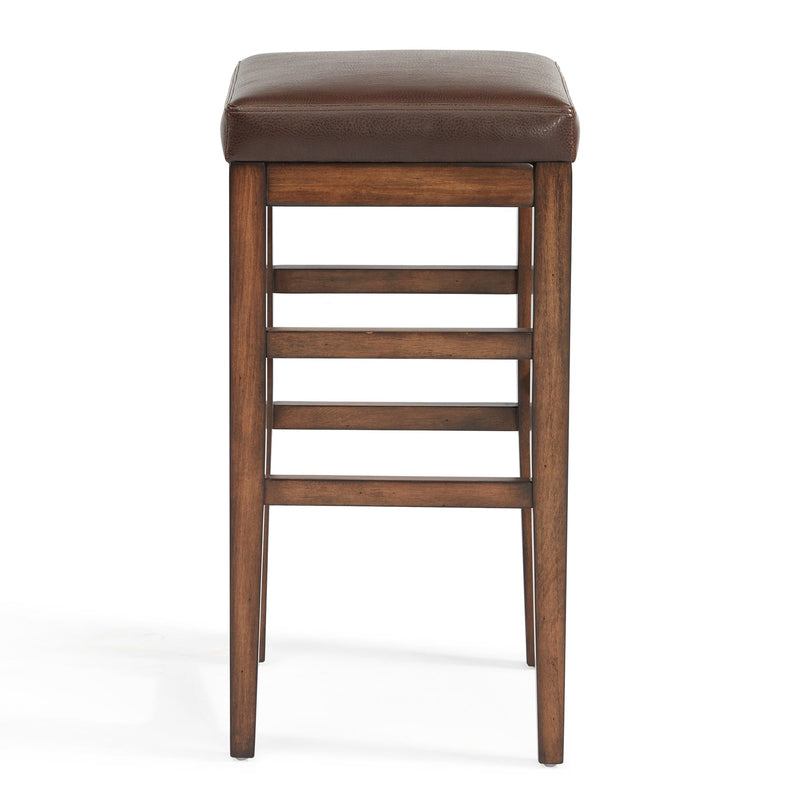 Sonata 26" Counter Height Wood Backless Barstool in Chestnut Finish and Kahlua Faux Leather - Furniture City (CA)l