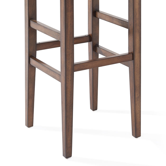 Sonata 26" Counter Height Wood Backless Barstool in Chestnut Finish and Kahlua Faux Leather