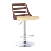 Storm Barstool in Chrome finish with Walnut wood and Cream Faux Leather - Furniture City (CA)l