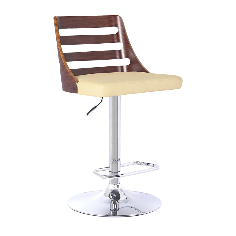 Storm Barstool in Chrome finish with Walnut wood and Cream Faux Leather - Furniture City (CA)l