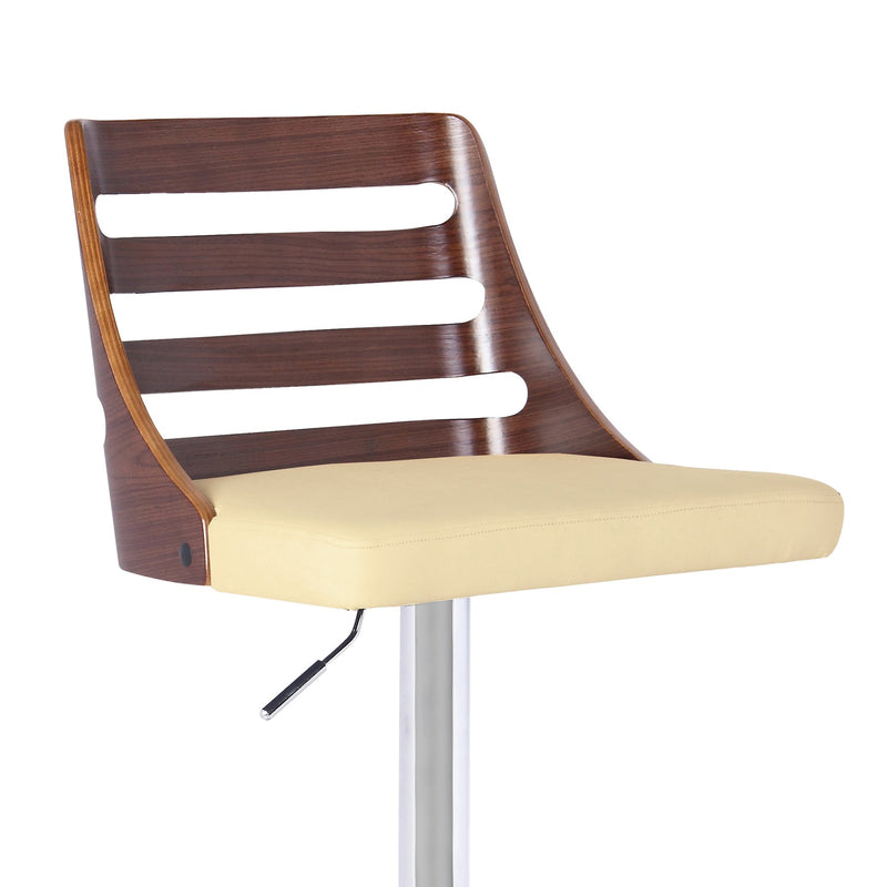 Storm Barstool in Chrome finish with Walnut wood and Cream Faux Leather - Furniture City (CA)l