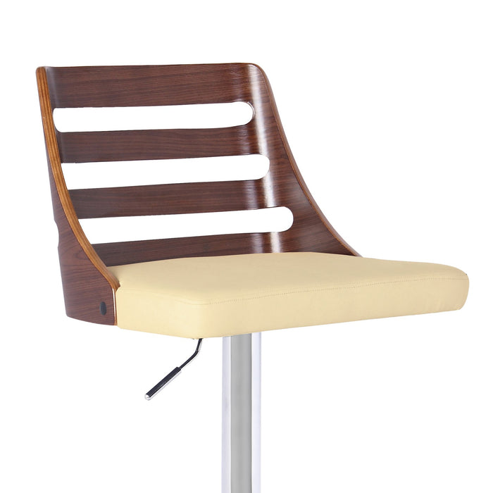 Storm Barstool in Chrome finish with Walnut wood and Cream Faux Leather