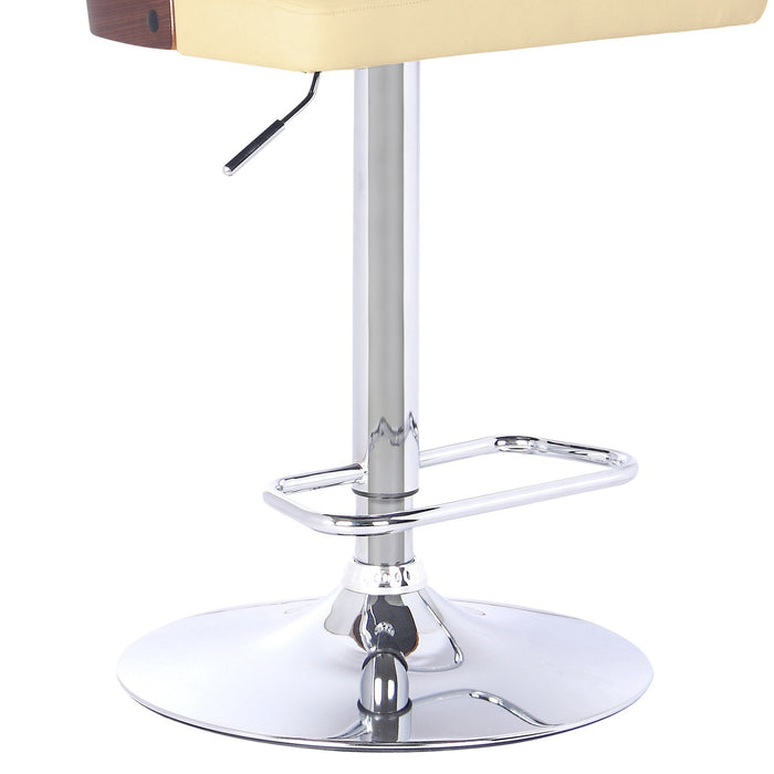 Storm Barstool in Chrome finish with Walnut wood and Cream Faux Leather