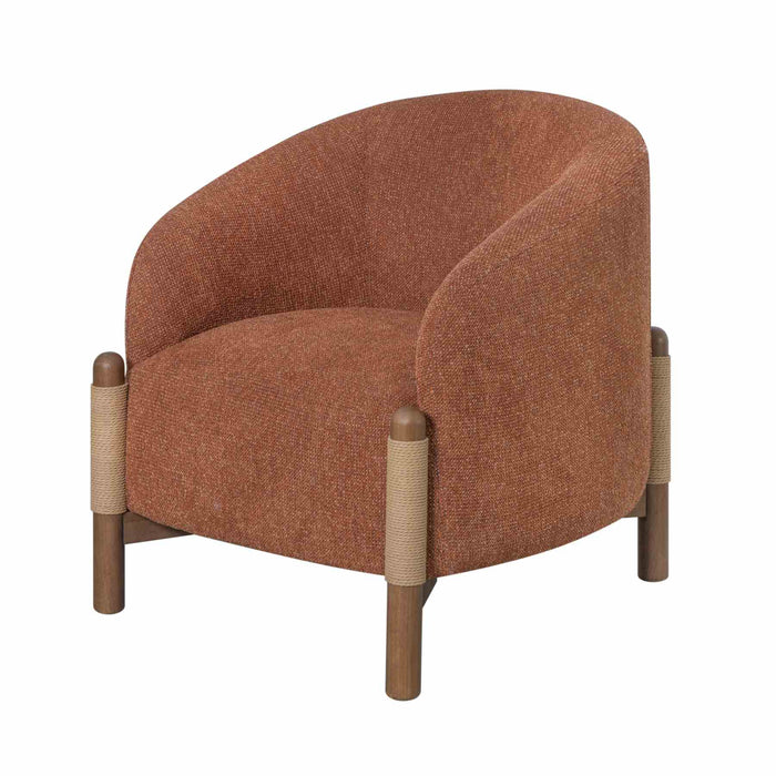 Stormy Accent Chair in Salted Rust Fabric with Chestnut Brown Finish