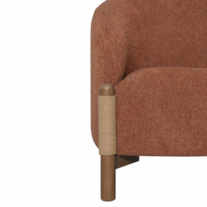 Stormy Accent Chair in Salted Rust Fabric with Chestnut Brown Finish