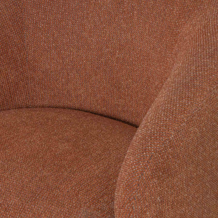 Stormy Accent Chair in Salted Rust Fabric with Chestnut Brown Finish