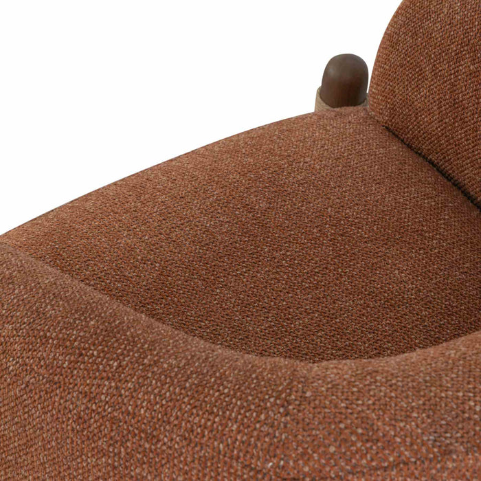 Stormy Accent Chair in Salted Rust Fabric with Chestnut Brown Finish