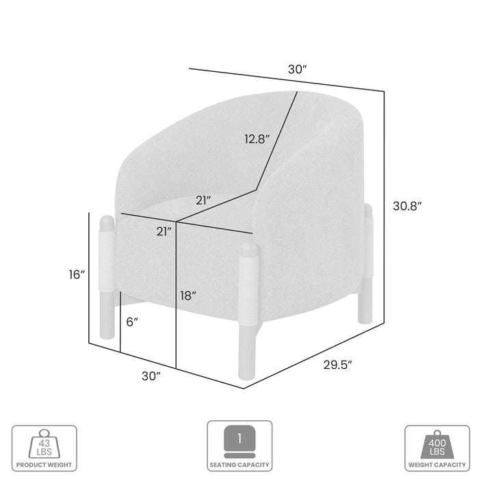 Stormy Accent Chair in Salted Rust Fabric with Chestnut Brown Finish