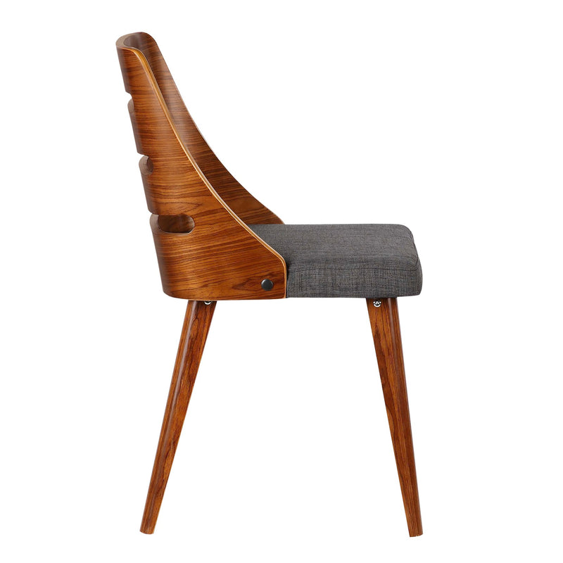 Storm Mid-Century Dining Chair in Walnut Wood and Charcoal Fabric - Furniture City (CA)l