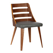 Storm Mid-Century Dining Chair in Walnut Wood and Gray Faux Leather - Furniture City (CA)l