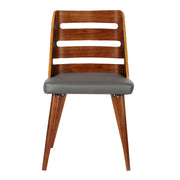 Storm Mid-Century Dining Chair in Walnut Wood and Gray Faux Leather - Furniture City (CA)l