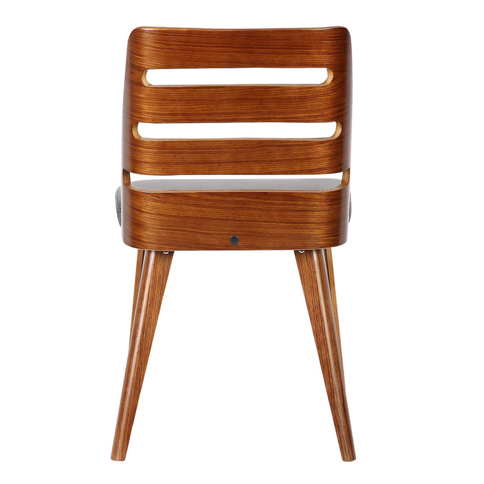 Storm Mid-Century Dining Chair in Walnut Wood and Gray Faux Leather