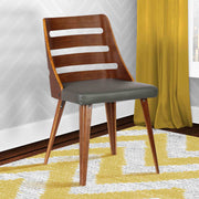 Storm Mid-Century Dining Chair in Walnut Wood and Gray Faux Leather - Furniture City (CA)l