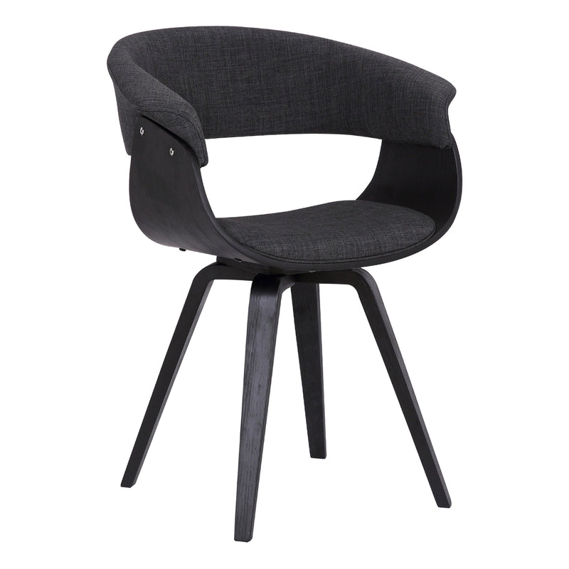 Summer Contemporary Dining Chair in Black Brush Wood Finish and Charcoal Fabric - Furniture City (CA)l