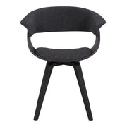Summer Contemporary Dining Chair in Black Brush Wood Finish and Charcoal Fabric - Furniture City (CA)l