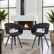 Summer Contemporary Dining Chair in Black Brush Wood Finish and Charcoal Fabric - Furniture City (CA)l