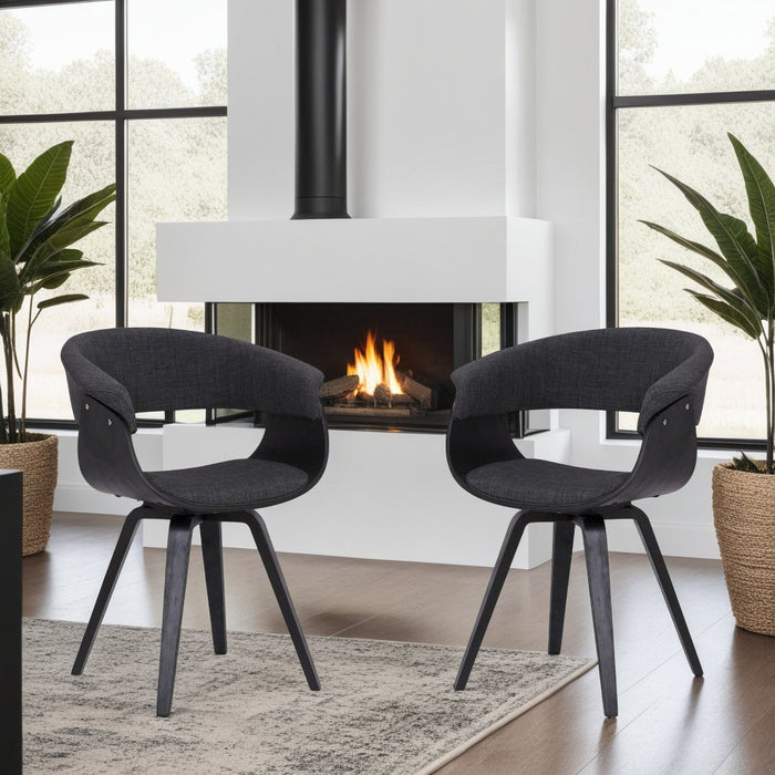 Summer Contemporary Dining Chair in Black Brush Wood Finish and Charcoal Fabric