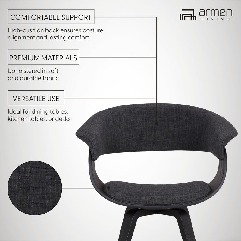 Summer Contemporary Dining Chair in Black Brush Wood Finish and Charcoal Fabric - Furniture City (CA)l