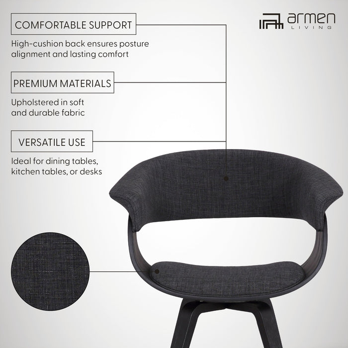 Summer Contemporary Dining Chair in Black Brush Wood Finish and Charcoal Fabric