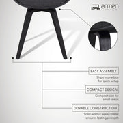 Summer Contemporary Dining Chair in Black Brush Wood Finish and Charcoal Fabric - Furniture City (CA)l