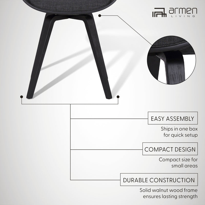 Summer Contemporary Dining Chair in Black Brush Wood Finish and Charcoal Fabric - Furniture City (CA)l
