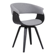 Summer Contemporary Dining Chair in Black Brush Wood Finish and Gray Fabric - Furniture City (CA)l