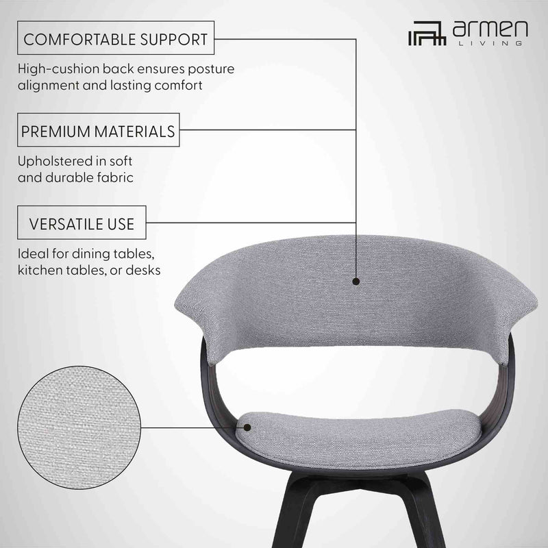 Summer Contemporary Dining Chair in Black Brush Wood Finish and Gray Fabric - Furniture City (CA)l