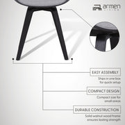 Summer Contemporary Dining Chair in Black Brush Wood Finish and Gray Fabric - Furniture City (CA)l