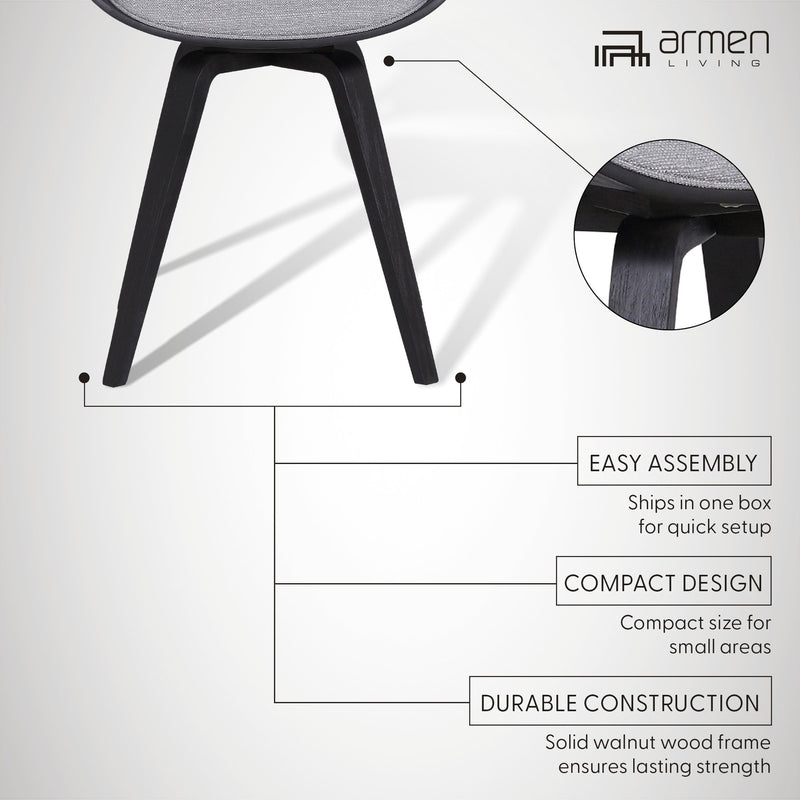 Summer Contemporary Dining Chair in Black Brush Wood Finish and Gray Fabric - Furniture City (CA)l