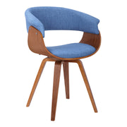 Summer Mid-Century Chair in Blue Fabric with Walnut Wood Finish - Furniture City (CA)l