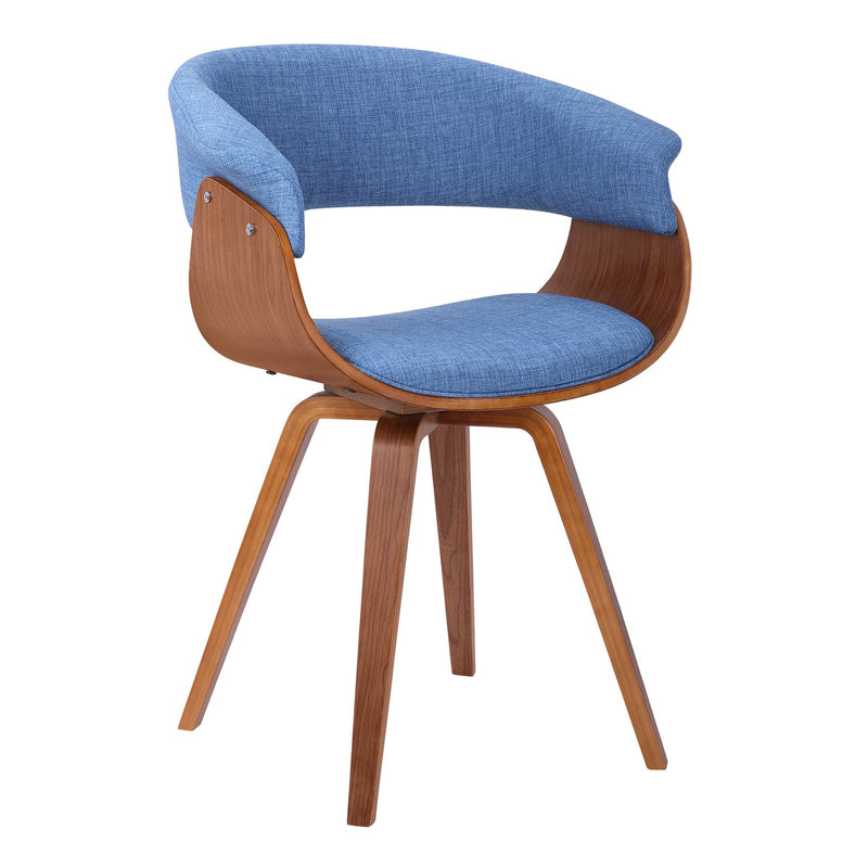 Summer Mid-Century Chair in Blue Fabric with Walnut Wood Finish - Furniture City (CA)l