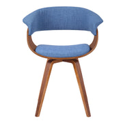 Summer Mid-Century Chair in Blue Fabric with Walnut Wood Finish - Furniture City (CA)l