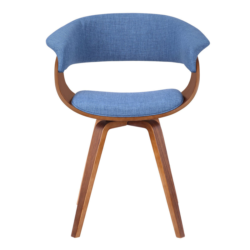 Summer Mid-Century Chair in Blue Fabric with Walnut Wood Finish - Furniture City (CA)l