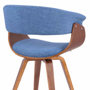Summer Mid-Century Chair in Blue Fabric with Walnut Wood Finish - Furniture City (CA)l