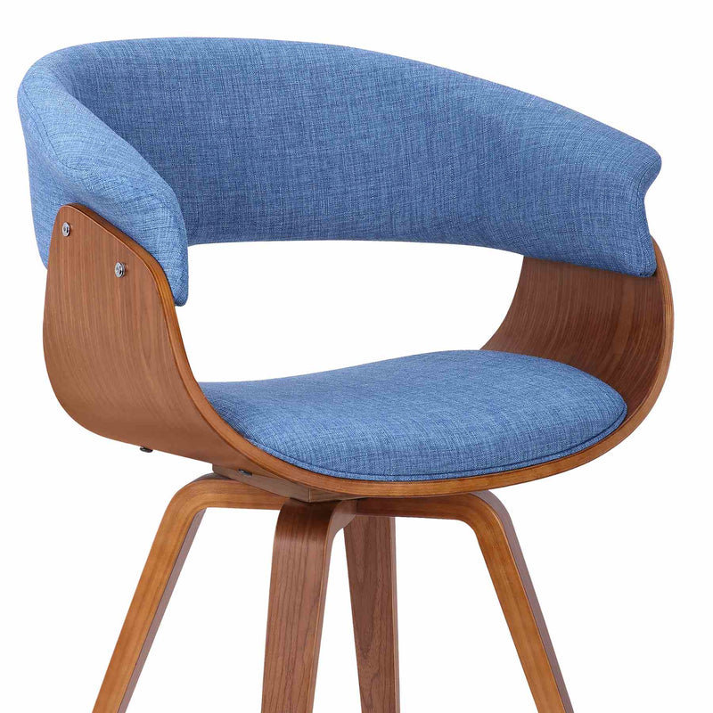 Summer Mid-Century Chair in Blue Fabric with Walnut Wood Finish - Furniture City (CA)l