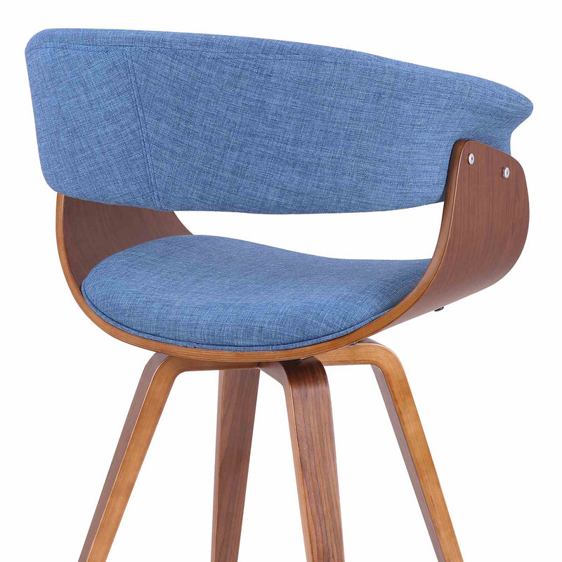 Summer Mid-Century Chair in Blue Fabric with Walnut Wood Finish - Furniture City (CA)l