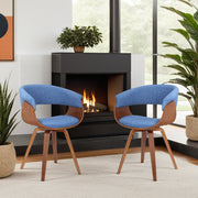 Summer Mid-Century Chair in Blue Fabric with Walnut Wood Finish - Furniture City (CA)l