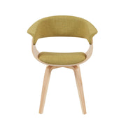Summer Mid-Century Upholstered Dining Chair in Green and Patterned Oak Finish - Furniture City (CA)l