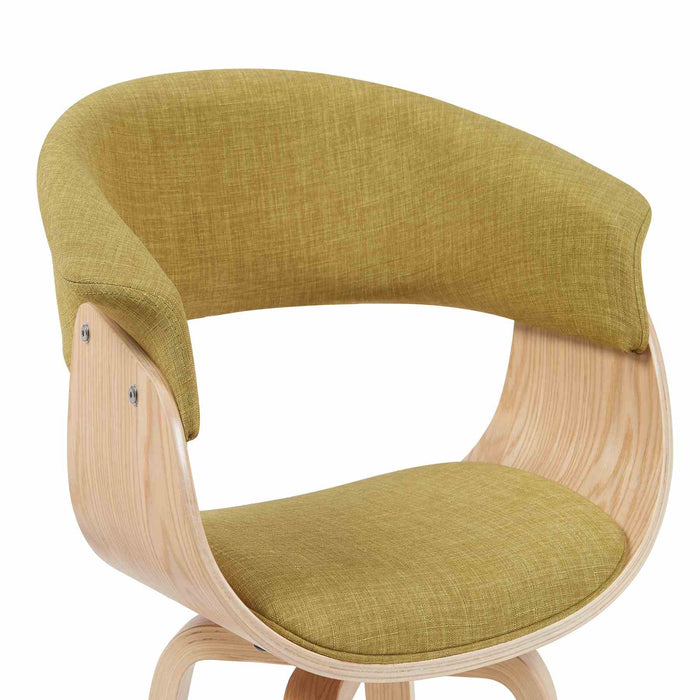 Summer Mid-Century Upholstered Dining Chair in Green and Patterned Oak Finish