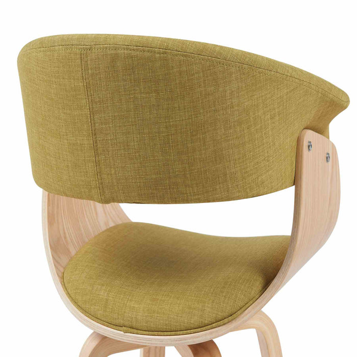 Summer Mid-Century Upholstered Dining Chair in Green and Patterned Oak Finish