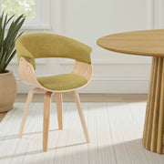 Summer Mid-Century Upholstered Dining Chair in Green and Patterned Oak Finish - Furniture City (CA)l