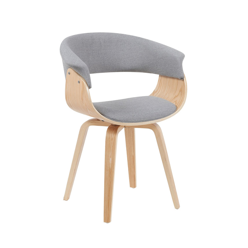 Summer Mid-Century Upholstered Dining Chair in Grey and Patterned Oak Finish - Furniture City (CA)l