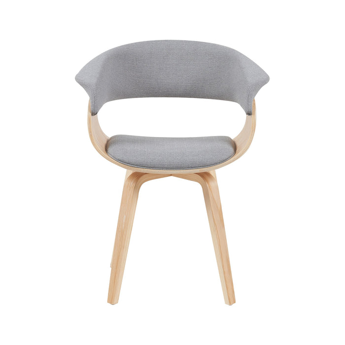 Summer Mid-Century Upholstered Dining Chair in Grey and Patterned Oak Finish